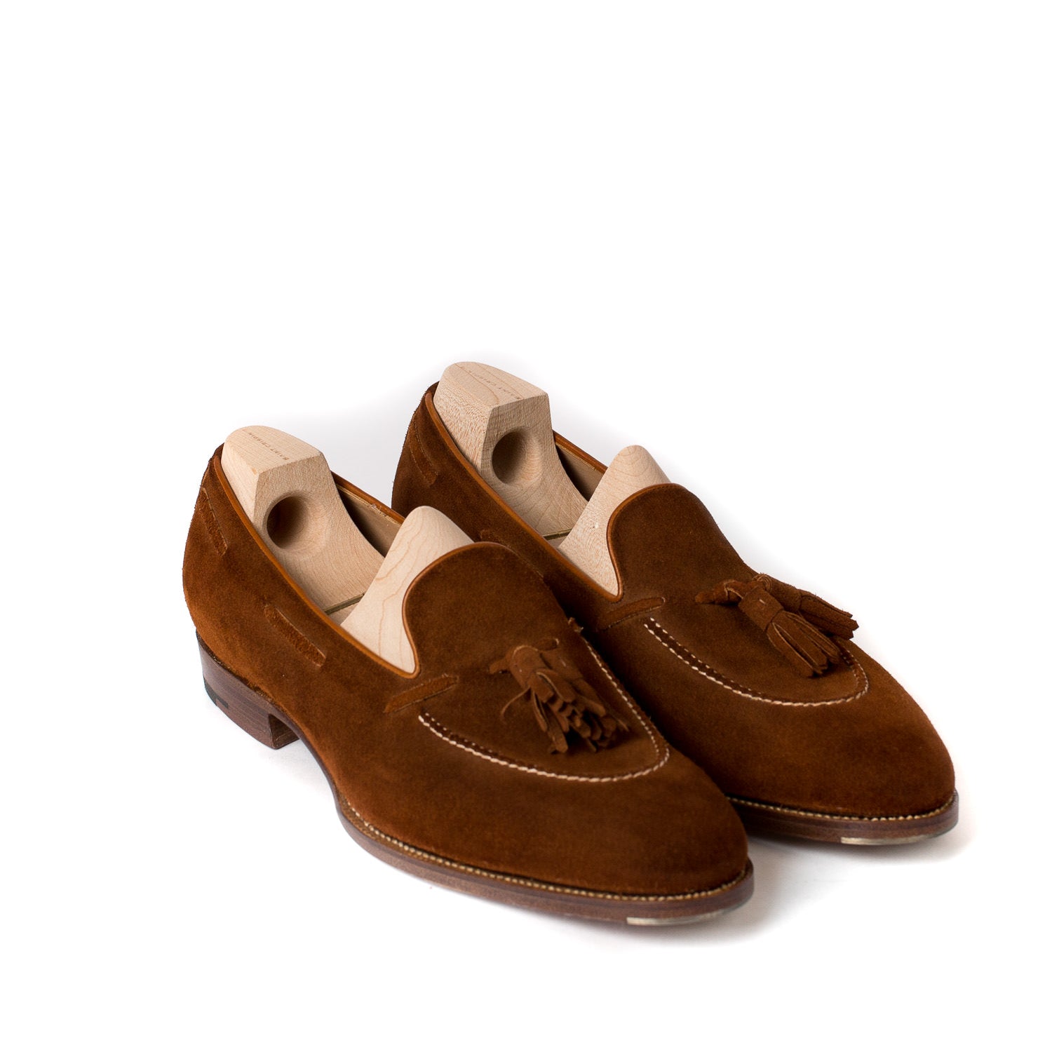 Loafer "Short Vamp Tassel" aus cognacbraunem Rauhleder - reine Handarbeit